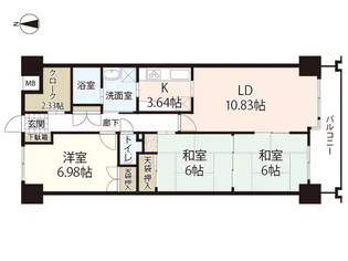 ホウライツルビル【5階】の間取り