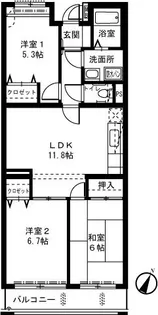 ライネスハイムII【3階】の間取り
