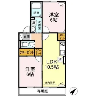 ヴィラ西福原 B棟【1階】の間取り