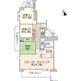 宮城県仙台市泉区桂1【マンション】の間取り