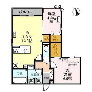 グリーンコート長居西【2階】の間取り