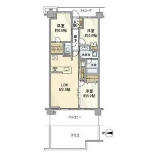 プラウド元住吉ガーデンズ【1階】の間取り