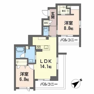 CLASSEUM連坊III【3階】の間取り