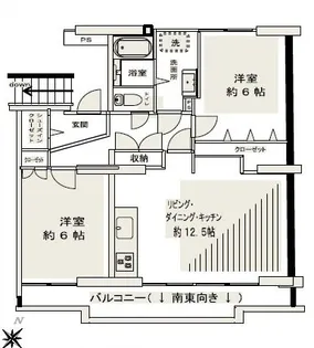 ハイタウン塩浜 45号棟【2階】の間取り