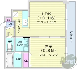 メトロサイド大通【8階】の間取り