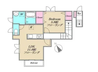 パークサイド西国立A【2階】の間取り