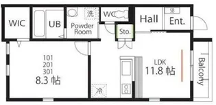 ハーミットクラブハウストゥギャザーwith弘明寺【1階】の間取り