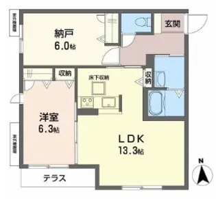ヌーベル上之島A【1階】の間取り