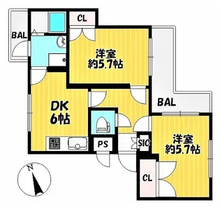グリーンハイツ丘【2階】の間取り