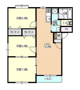 マンションドム南町【3階】の間取り
