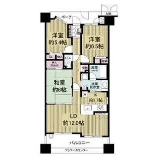 エールグラン千里丘オープンヒルズC棟【6階】の間取り