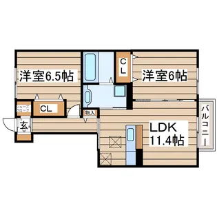 クローバーヒルズ B【1階】の間取り