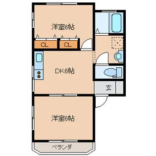 コーポビレッジヒル【2階】の間取り