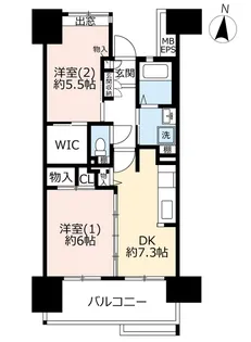 URグリーンプラザ園生【5階】の間取り