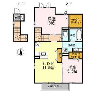 シャルマン ヴィラージュD棟【2階】の間取り