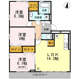 ボヌールS【3階】の間取り