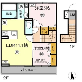 熊本県熊本市南区御幸笛田1【アパート】の間取り