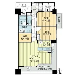 サーパスシティ三枚橋【15階】の間取り