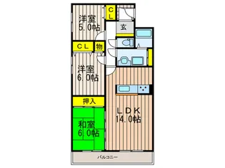 スクエア美濃山B【2階】の間取り