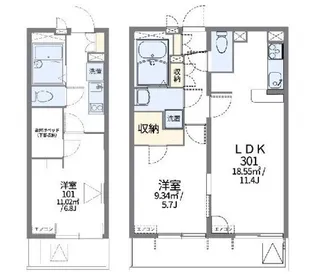 レオパレスフォーレストII【1階】の間取り