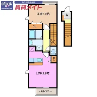 フォンテーヌ B【2階】の間取り