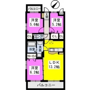 ソシアルーチェ【2階】の間取り