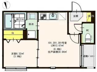Sol Neste北綾瀬【3階】の間取り