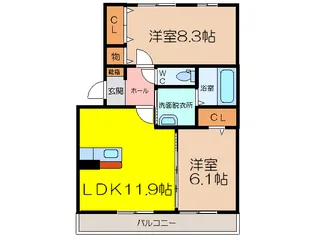 レガーロ夢咲【3階】の間取り