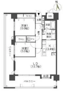 クラシオン大橋【5階】の間取り