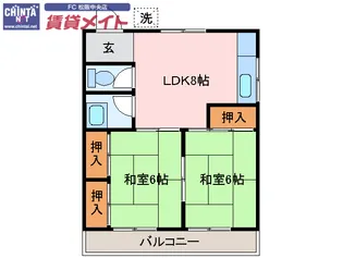 金谷コーポ【1階】の間取り
