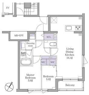 東京都港区白金2【マンション】の間取り