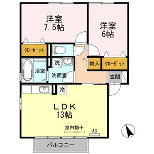ジュアン ボヌール A棟【2階】の間取り