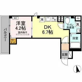 1DKの間取り画像