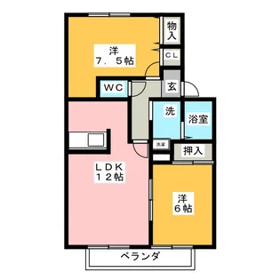 アンソレイユB【2階】の間取り