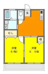 レオハイムB【2階】の間取り