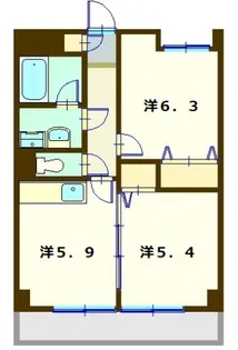 岸根公園サザンヒルズ2号館【3階】の間取り
