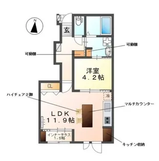 レヴメゾン神山四番館【1階】の間取り