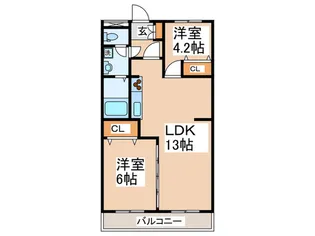 リベラル中の瀬【3階】の間取り