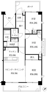 マイキャッスルお花茶屋【6階】の間取り