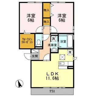 K・fines B棟【1階】の間取り