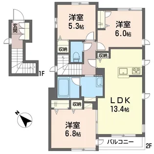 Riz鵠沼【2階】の間取り