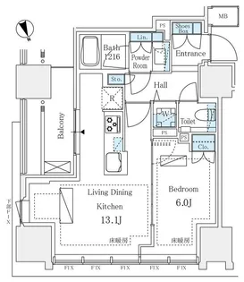 プラウド新虎通り【12階】の間取り