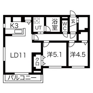 エルクリエイト麻生【4階】の間取り