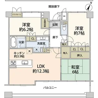 パークハウス高森ガーデンサウスレジデンス【2階】の間取り