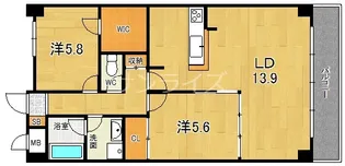 レジディア玉造【7階】の間取り
