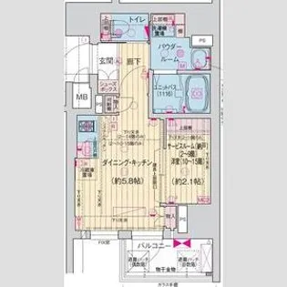 ソルテラス阿波座ウィズ【13階】の間取り