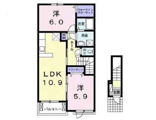 シャン ドゥ フルール C【2階】の間取り