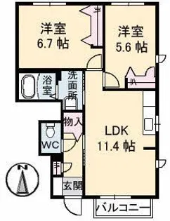 ブランドール 大田 A棟【1階】の間取り