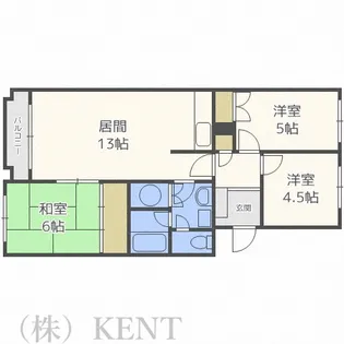 ライオンズマンション円山【4階】の間取り