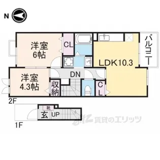 クレールコート3【2階】の間取り